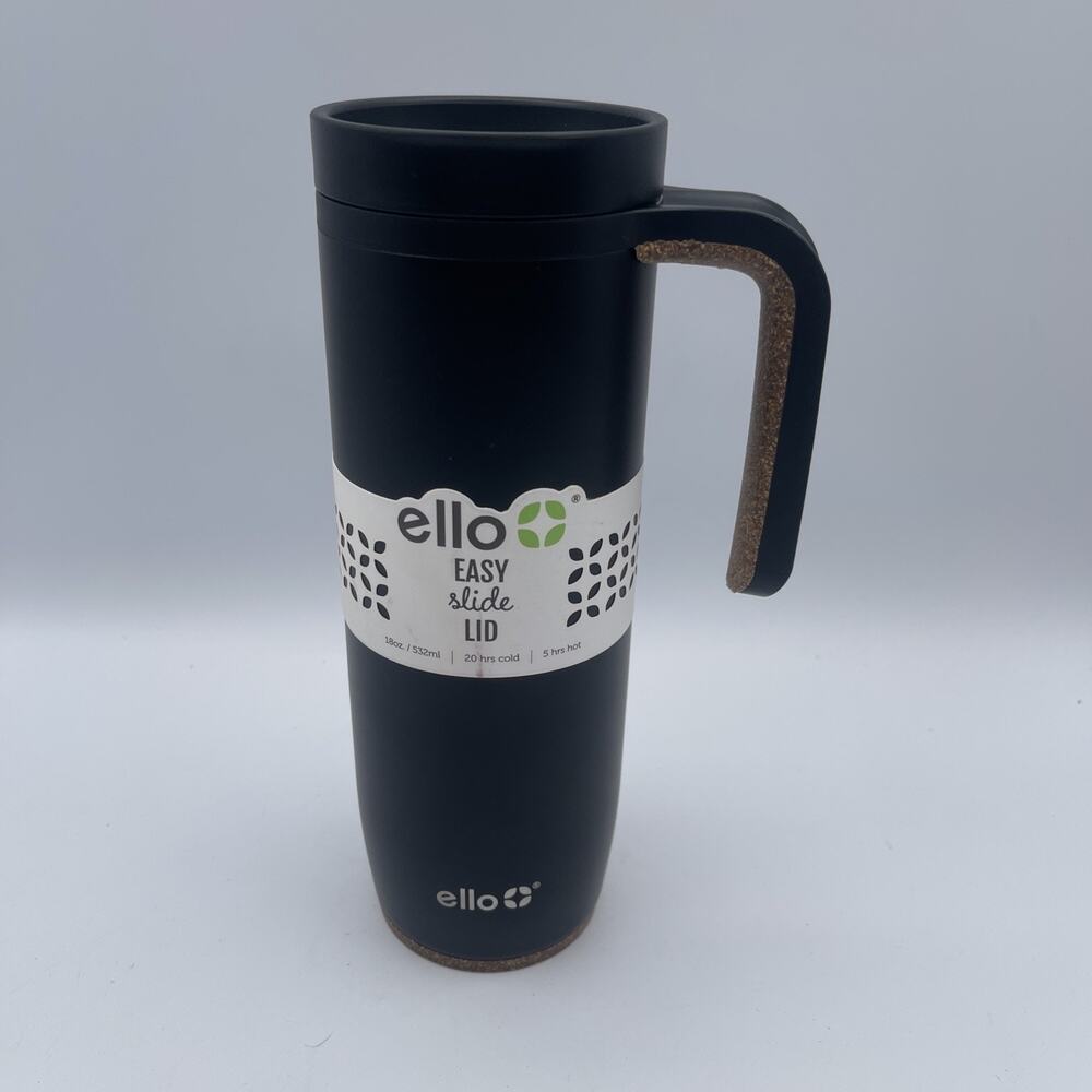 Ello Magnet Vacuum Insulated Stainless Steel‎ Travel Mug Leak-Proof 18oz Black